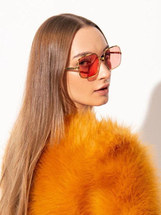Gucci GG1063S 001 Square Sunglasses - Gold\\Red main image 11